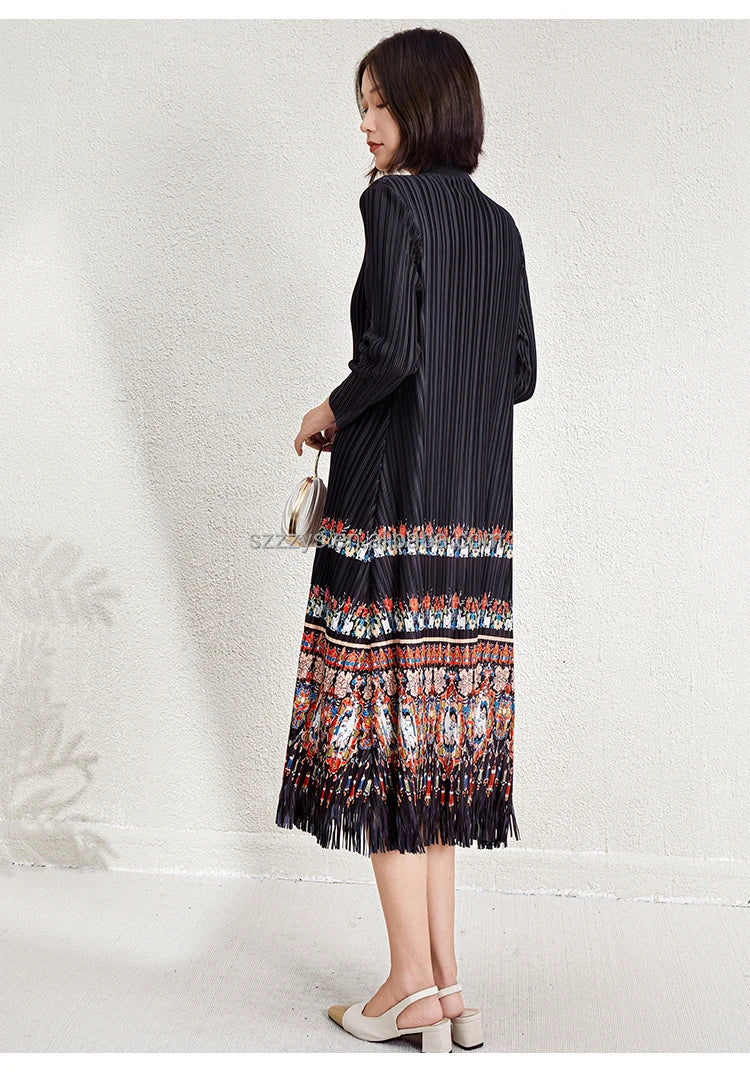 Ladies Dresses 2025 Elegant Casual Dresses Miyake Pleated Dresses