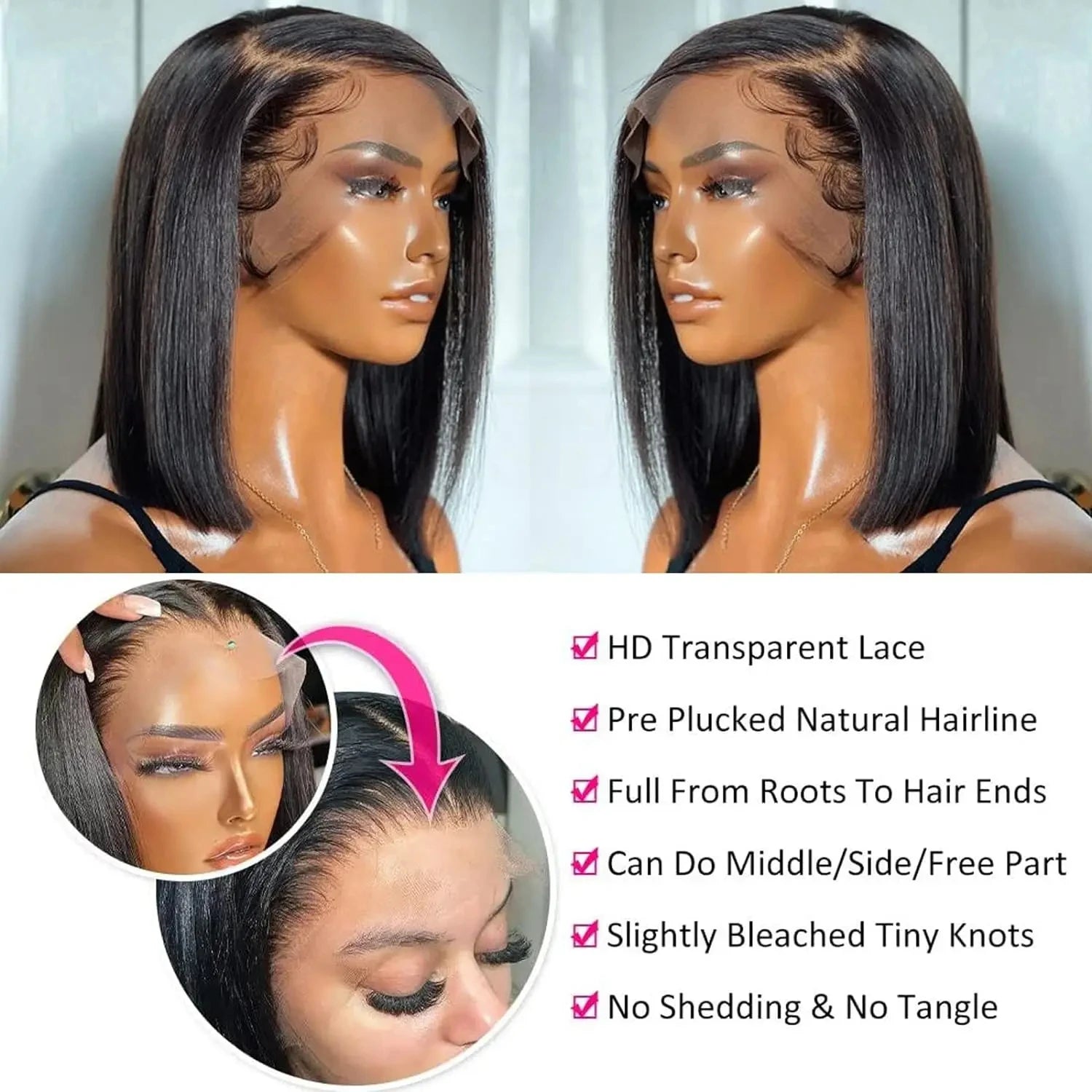 Short Human Hair Wigs Bob Wig 13x4 Lace Front Human Hair Wigs For Women Wig 200Density HD Human Huamn Hair Lace Front Wig