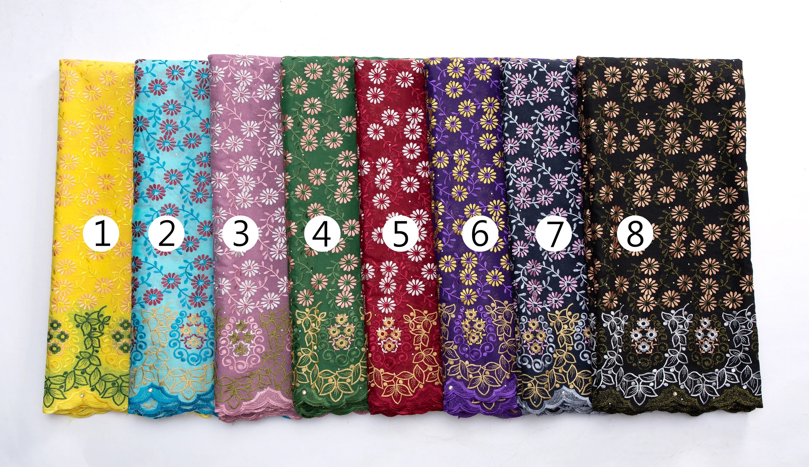 Kalume African Cotton Embroidered Lace Fabric With Stones 2025 Nigerian Swiss Voile Lace Fabric Flower For Sewing Dress F4325