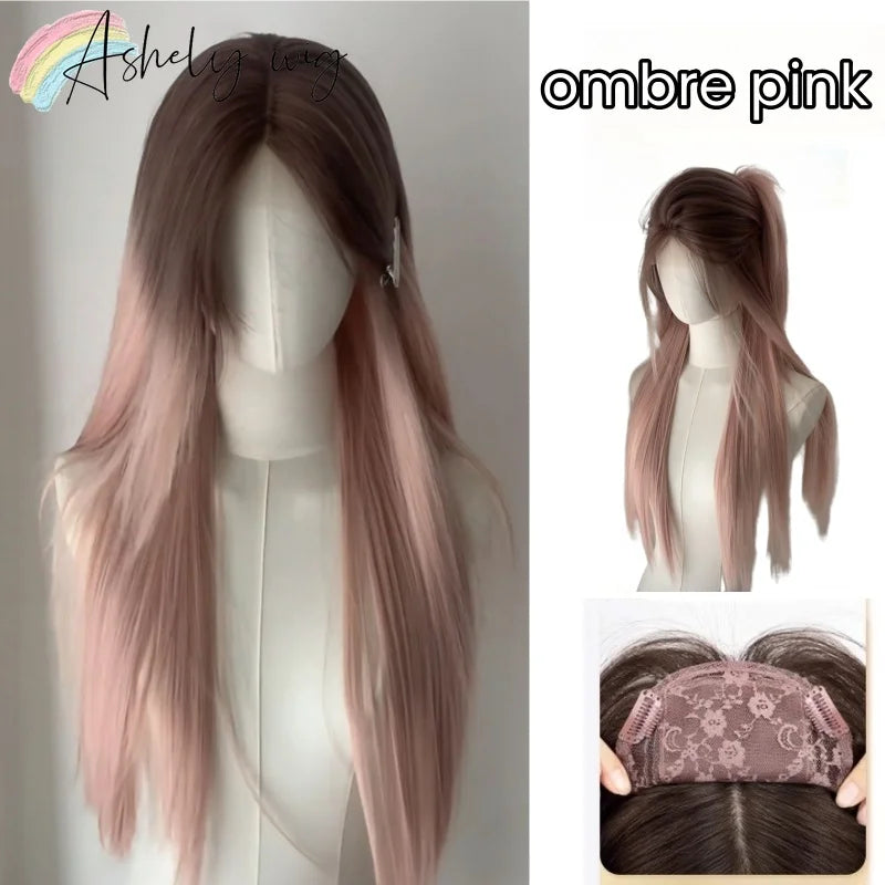 Wig for Women Black Long Straight Top Wig Pieces Hair Growth Volume No Need To Wear Wig Cap Hair Replacement False Bangs