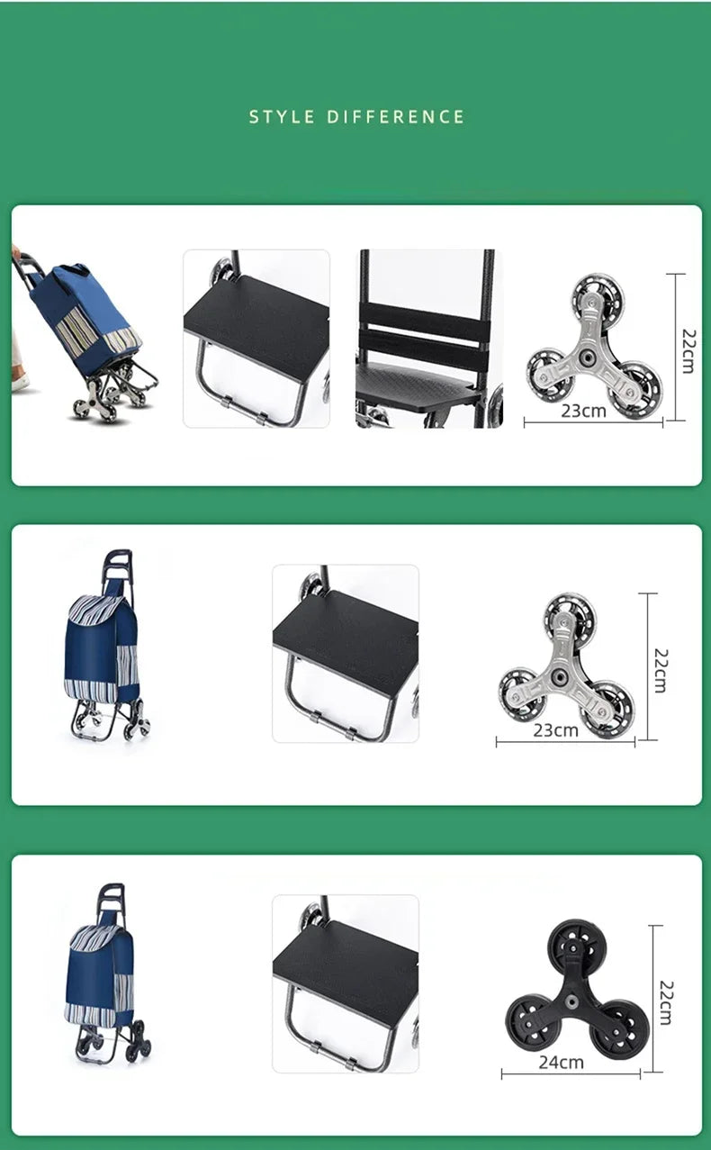 Light Grocery Shopping Trolley Climbing Stairs Folding Trailer Household Outdoor Travel Hand Pull Shopping Cart