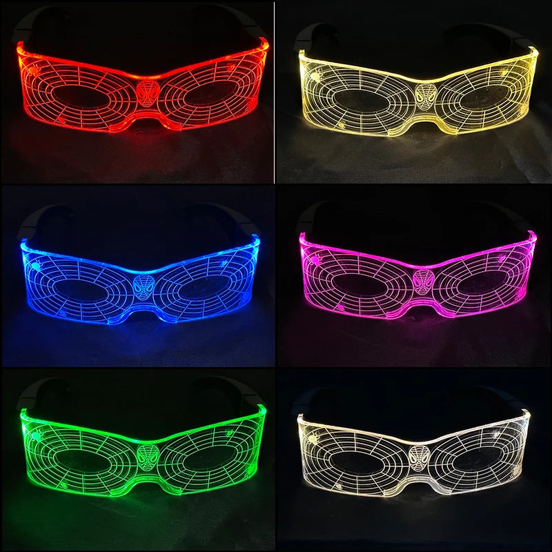 Acrylic LED Luminous Glasses Glow Party Glasses Neon Light Up Visor Eyeglasses DJ Bar Party Eyewear For Halloween Christmas