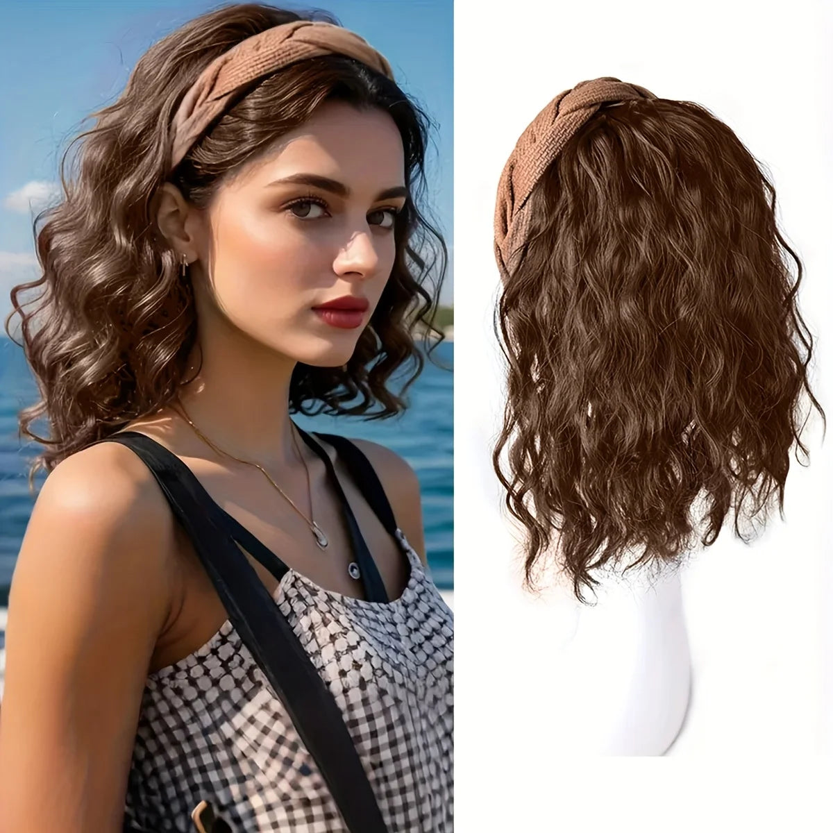 Wig strap one-water corrugated half-set synthetic wig light breathable curly patch suitable for daily wear