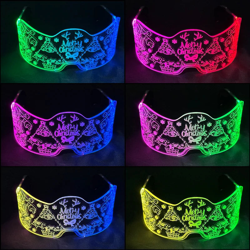 Acrylic LED Luminous Glasses Glow Party Glasses Neon Light Up Visor Eyeglasses DJ Bar Party Eyewear For Halloween Christmas