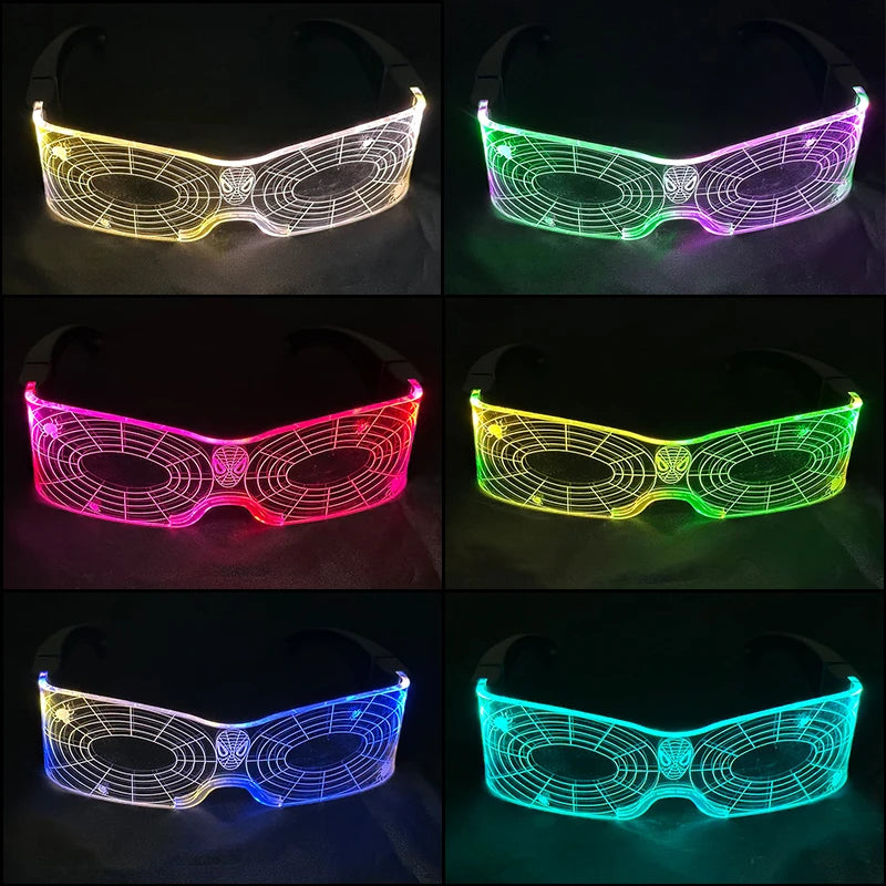 Acrylic LED Luminous Glasses Glow Party Glasses Neon Light Up Visor Eyeglasses DJ Bar Party Eyewear For Halloween Christmas