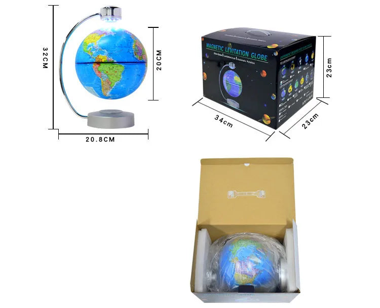 High-tech 8 Inch Magnetic Levitation Globe With LED Light Electronic Floating Globe for Child Home Bedroom decor Christmas gifts