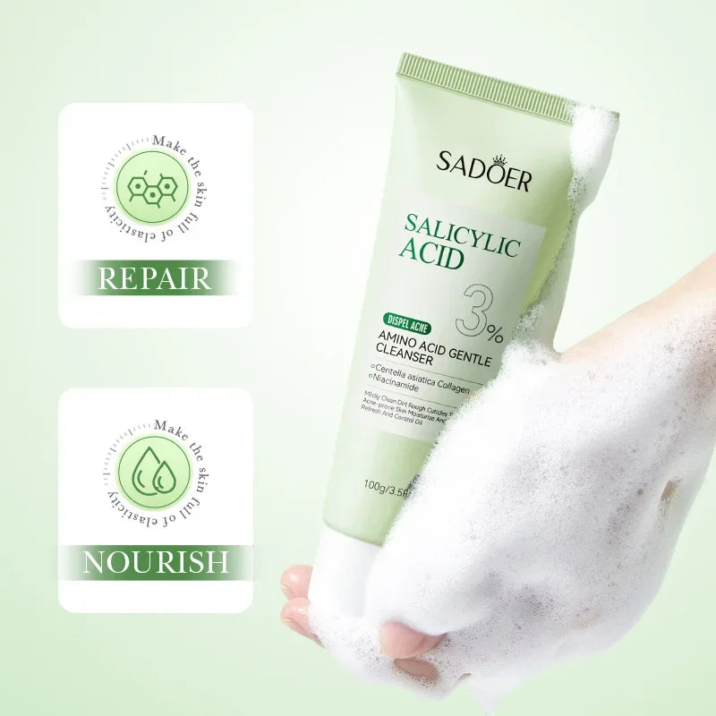 Salicylic Acid Facial Cleanser Face Wash Foam Face Cleanser Moisturizing Facial Cleansing Hydrating Skin Care Products