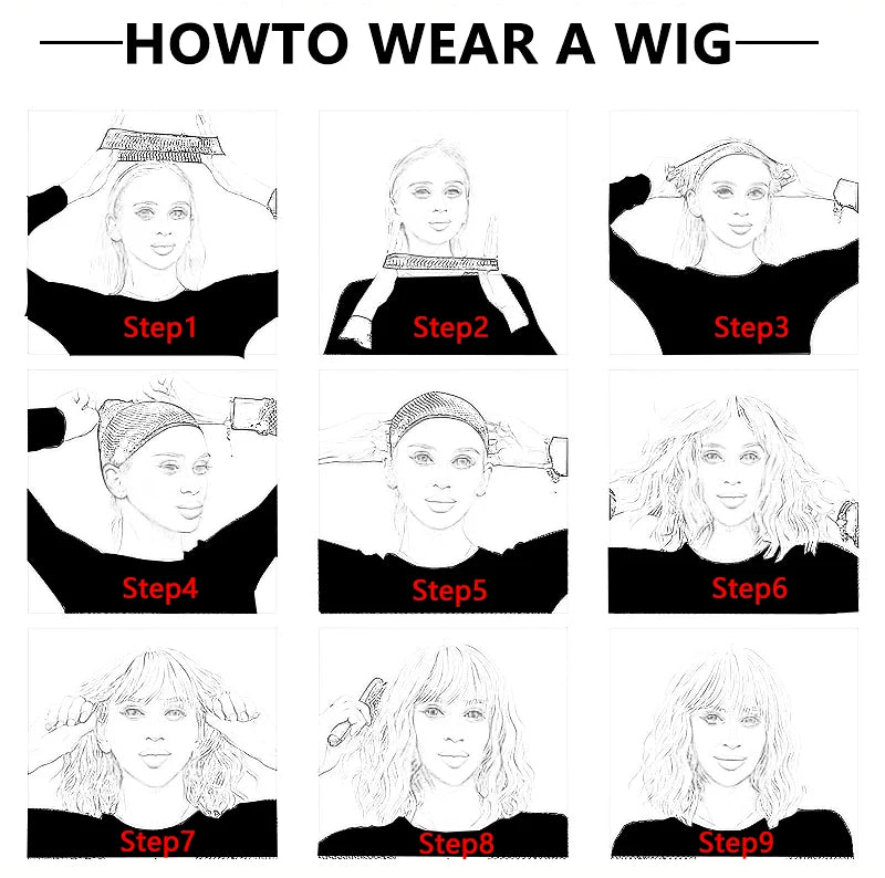 Wigs for women long straight hair 18 inches bangs, gradient mixed colors brown and white, heat-resistant synthetic fiber easy to