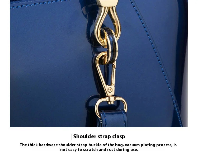 Luxury Designer Handbag Shiny Leather Boston Bag 2024 Fashion New Blue Red Black Beige Pink Bags for Women