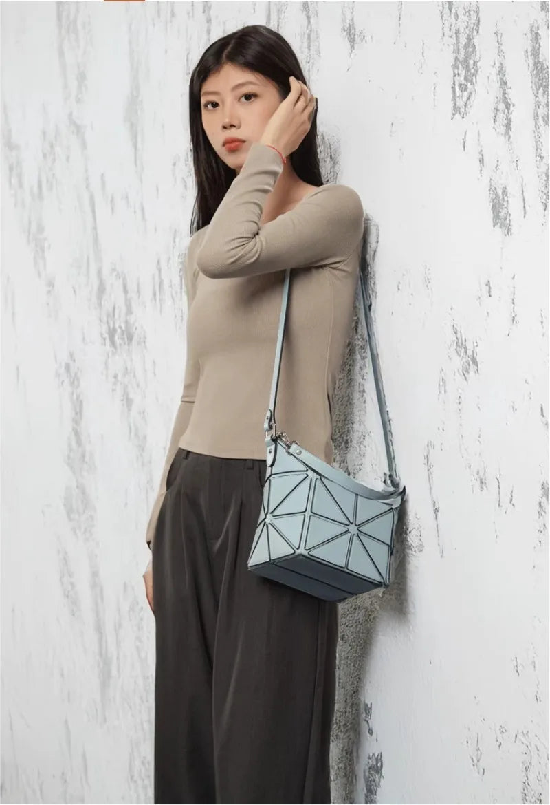 Luxury Designer Bucket Bags For Women 2025 New Geometric Patchwork Fashion Shoulder Bag High Quality Trend Exquisite Female Bags