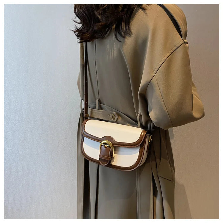 Luxury Square Bag for Women - French Stylish Top Handle Shoulder Purse, Elegant Minimalist Crossbody Handbag