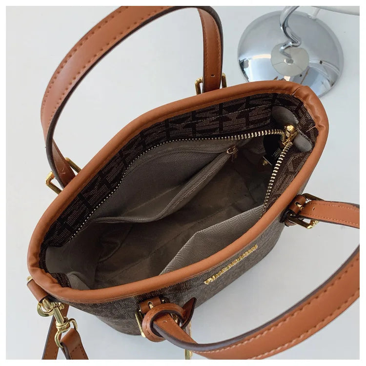 Luxury 2025 Vintage Print Bucket Bag - Premium Shoulder & Crossbody Purse with Detachable Strap, Fashion Designer Handbag