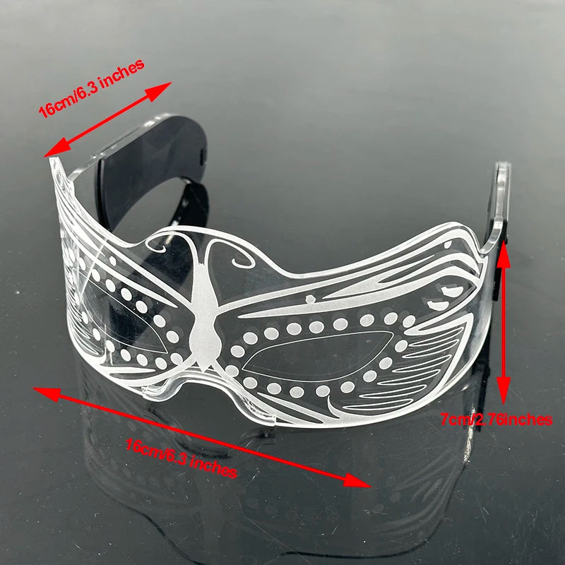 Acrylic LED Luminous Glasses Glow Party Glasses Neon Light Up Visor Eyeglasses DJ Bar Party Eyewear For Halloween Christmas