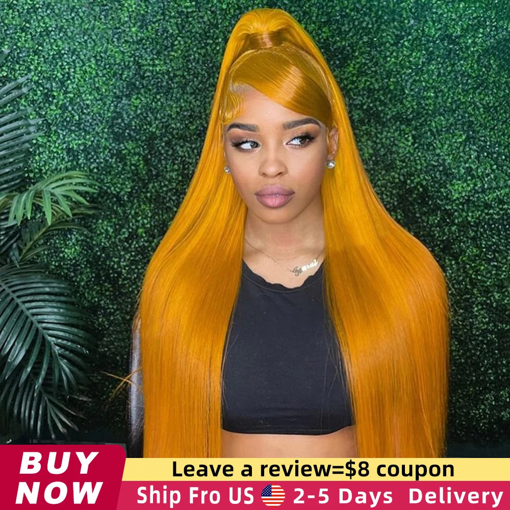 Yellow 13x4 Transparent Lace Frontal Wig 613 Colored Straight Hd Lace Front Wigs 13x6 100% Human Hair Brazilian Hair Pre Plcuked