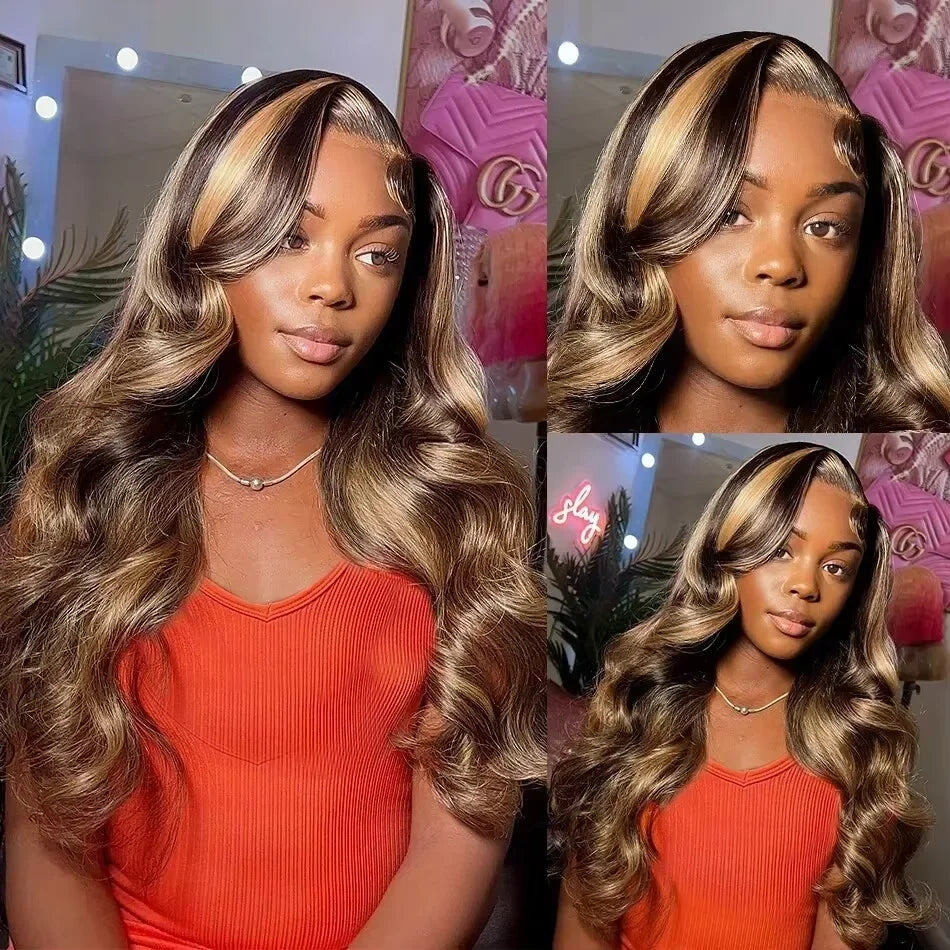 30 32 Inch 4/27 Highlight Body Wave 13x6 Hd Human Hair Lace Frontal Wigs Colored Ombre 13x4 Lace Front Wig Brazilian For Women
