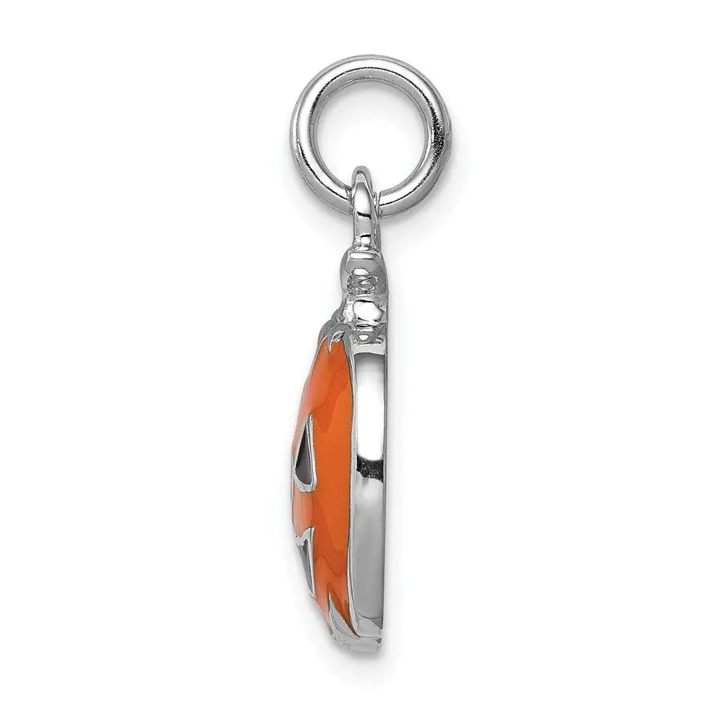 Sterling Silver Jack-a-Lantern Charm Rhodium-Plated Orange Theme for Halloween Holiday Supplies