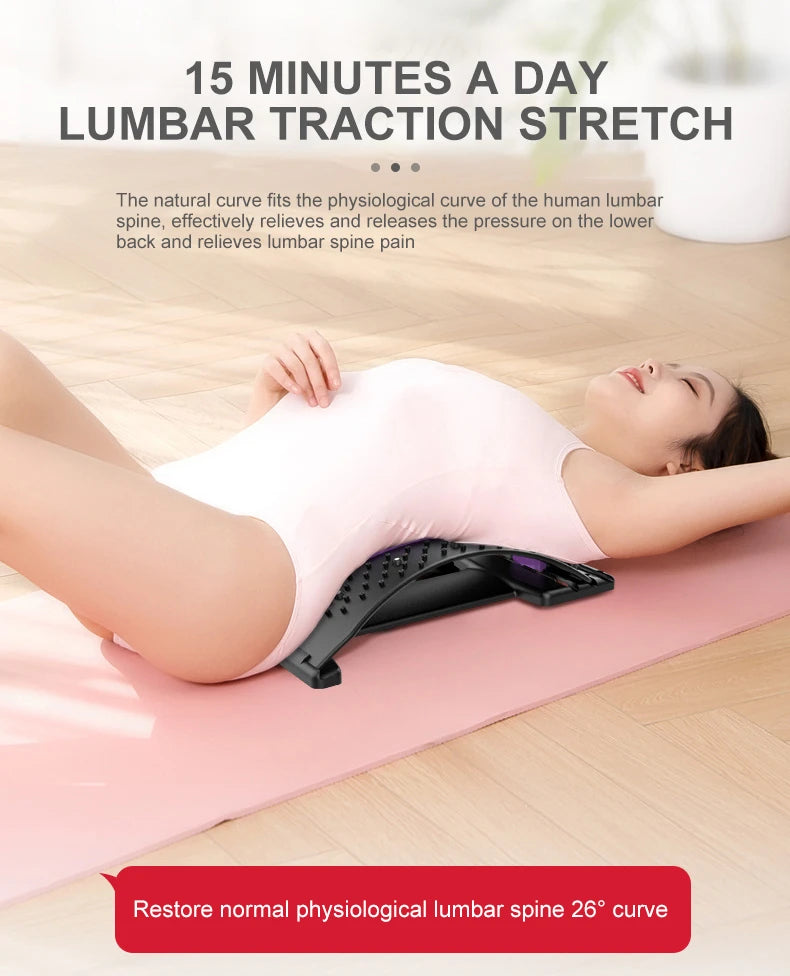 Back Stretcher Multi-Level Adjustable Massager Waist Neck Fitness Lumbar Cervical Spine Cervical Spine Support Massager Lying