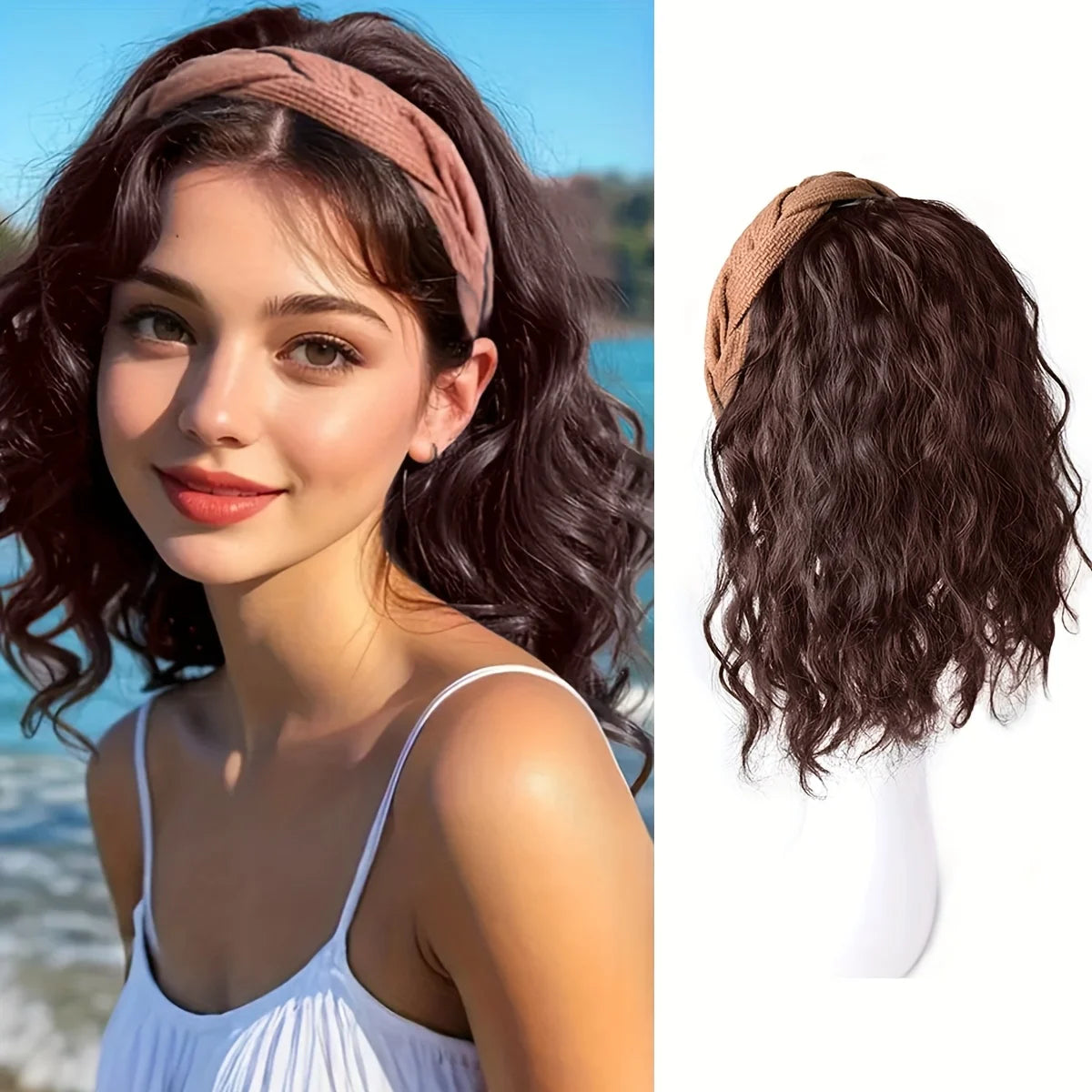 Wig strap one-water corrugated half-set synthetic wig light breathable curly patch suitable for daily wear