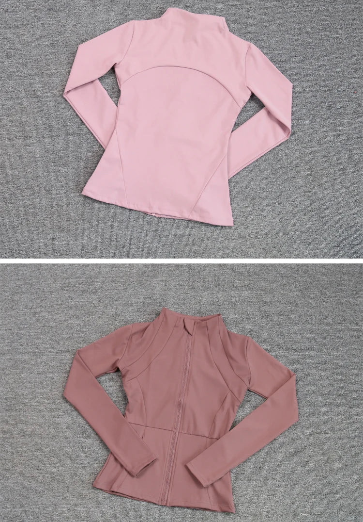 Women's Slim Fit Long Sleeve Sports Coat Yoga Shirt Breathable Fitness Top Pilates Thin Fast Running Clothing