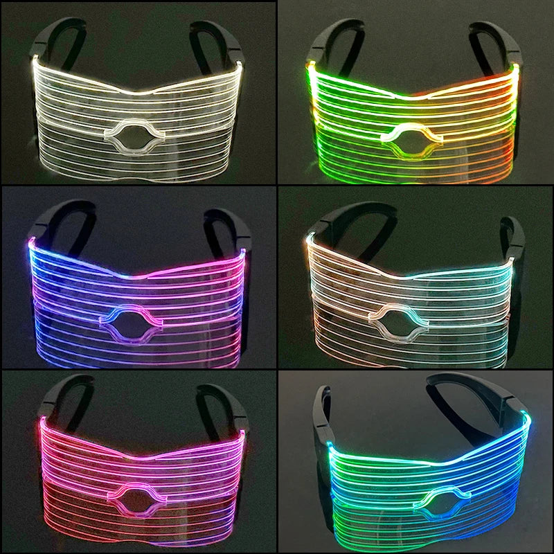 Acrylic LED Luminous Glasses Glow Party Glasses Neon Light Up Visor Eyeglasses DJ Bar Party Eyewear For Halloween Christmas