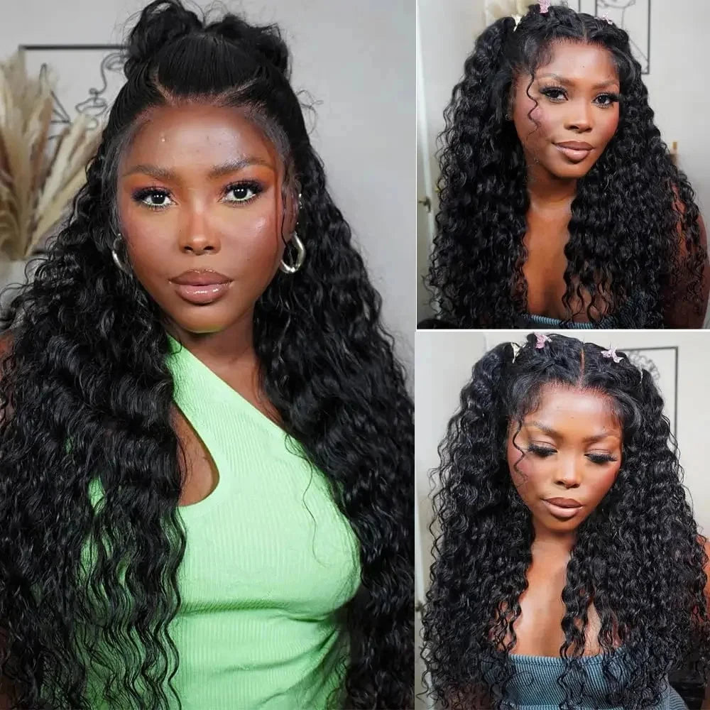 Lafino Glueless Wigs 13x4 Lace Frontal Curly Human Hair Wig Deep Wave Lace Front Wig 13x6 Water Wave Lace Front Wig Wear And Go