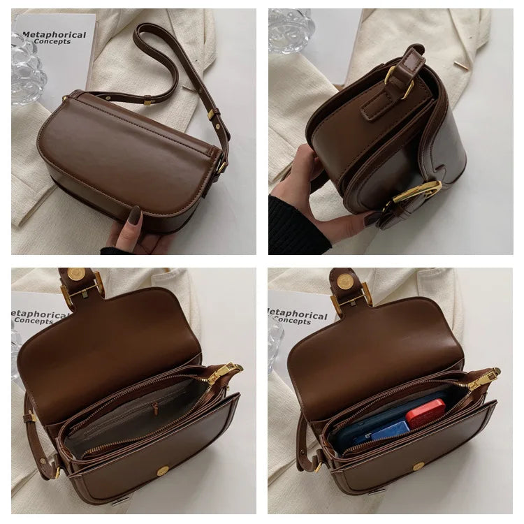 Luxury Square Bag for Women - French Stylish Top Handle Shoulder Purse, Elegant Minimalist Crossbody Handbag