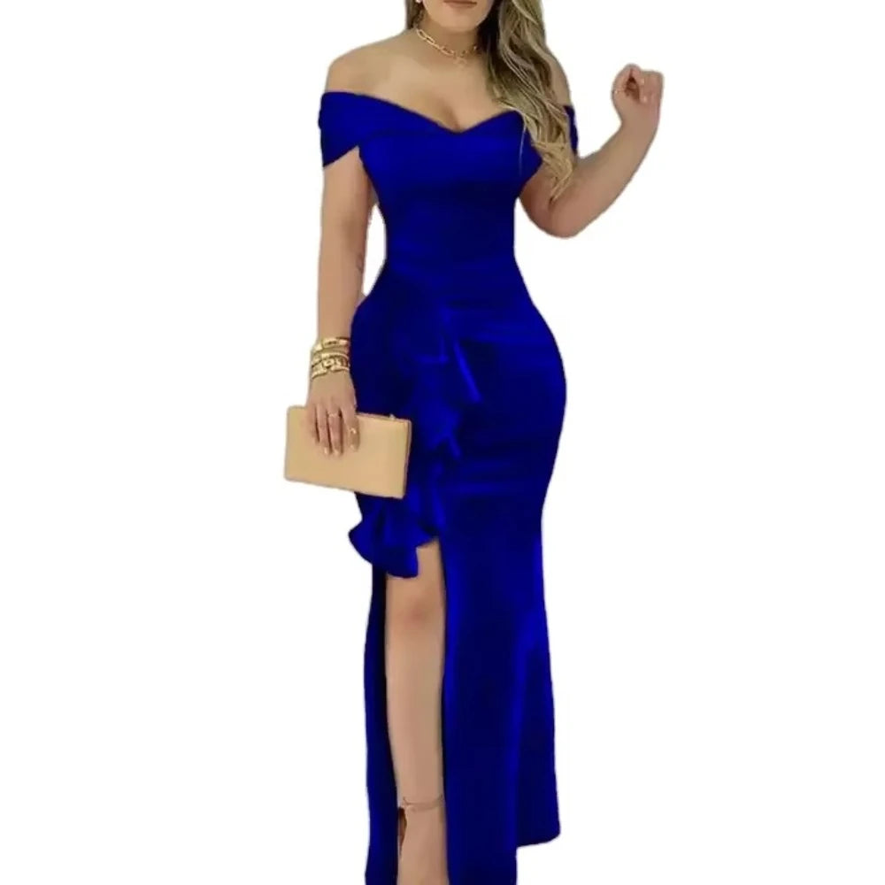 Luxurious Ruched Prom Dresses V-neck Off-shoulder Long Dress Exquisite High Quality evening Party Gowns for Women Customized