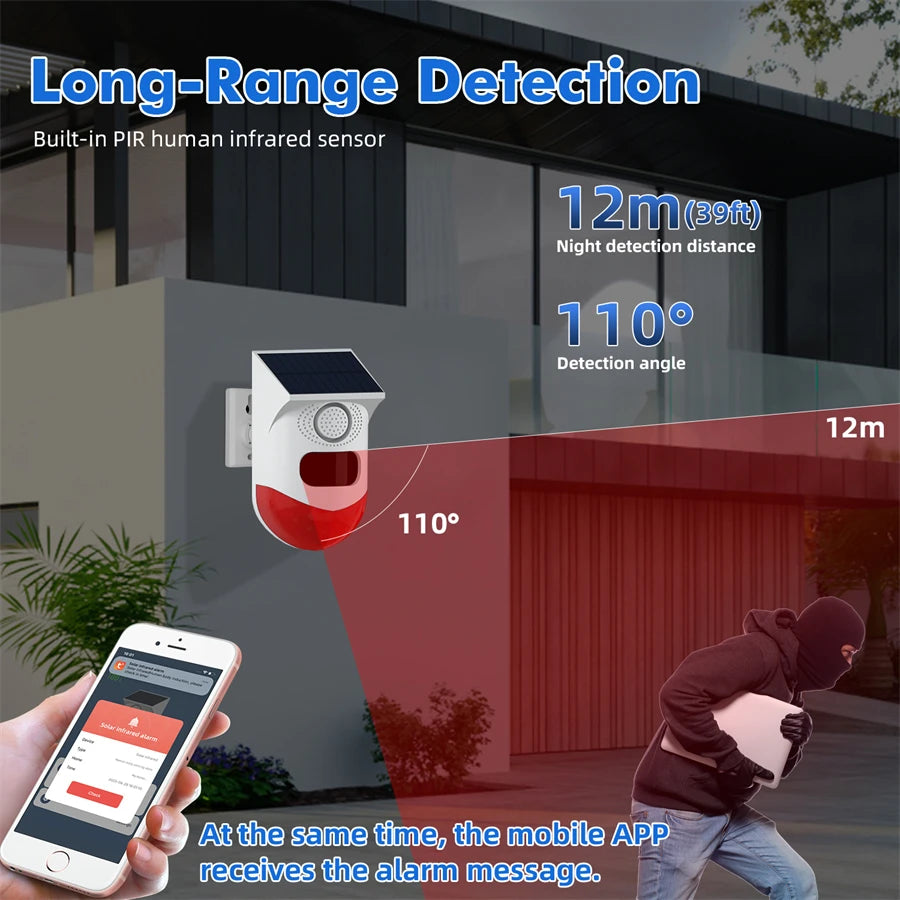 Smart Tuya Home Security WIFI APP Control PIR Sensor Alarm Detector Waterproof 120db Loud Sound Security Siren Strobe Light