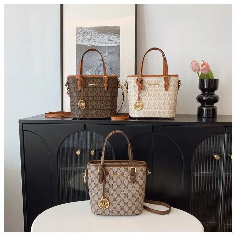 Luxury 2025 Vintage Print Bucket Bag - Premium Shoulder & Crossbody Purse with Detachable Strap, Fashion Designer Handbag