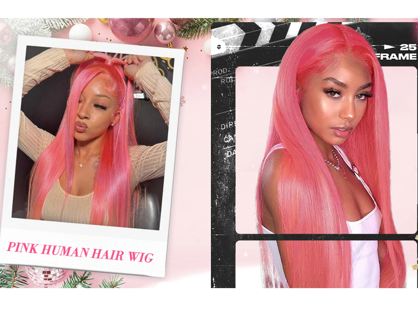 36 Inch Light Pink Human Hair Pre Plucked 13x4 HD Transparent Lace Front Wigs 100% Brazilian Straight Human Hair Wig For Women