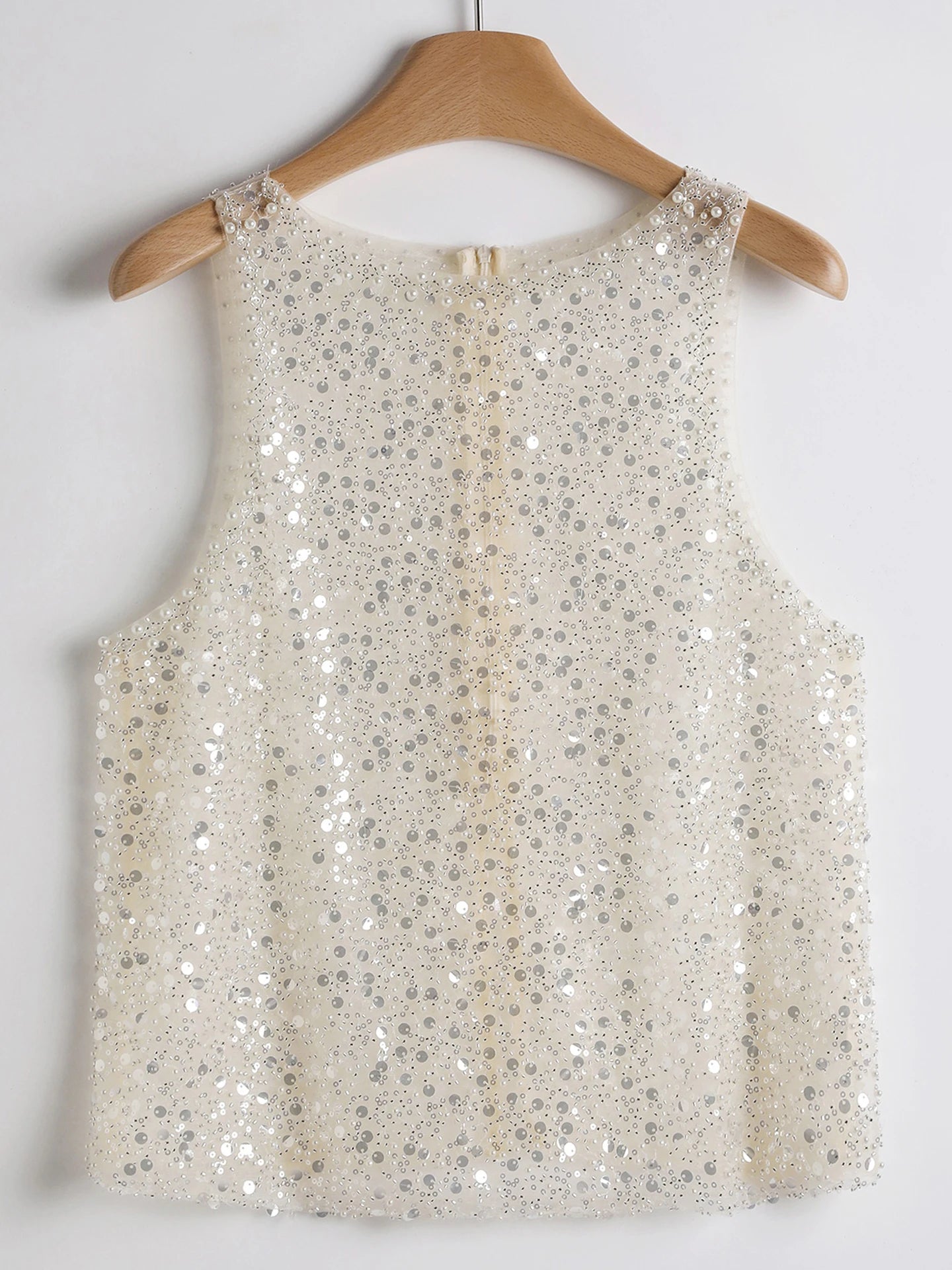 Ladies' Elegant Party Top - Shiny Glitter Sleeveless Shirt, Daily Wear - Easy to Care for Hand Washed Evening Dress, Summer Fash