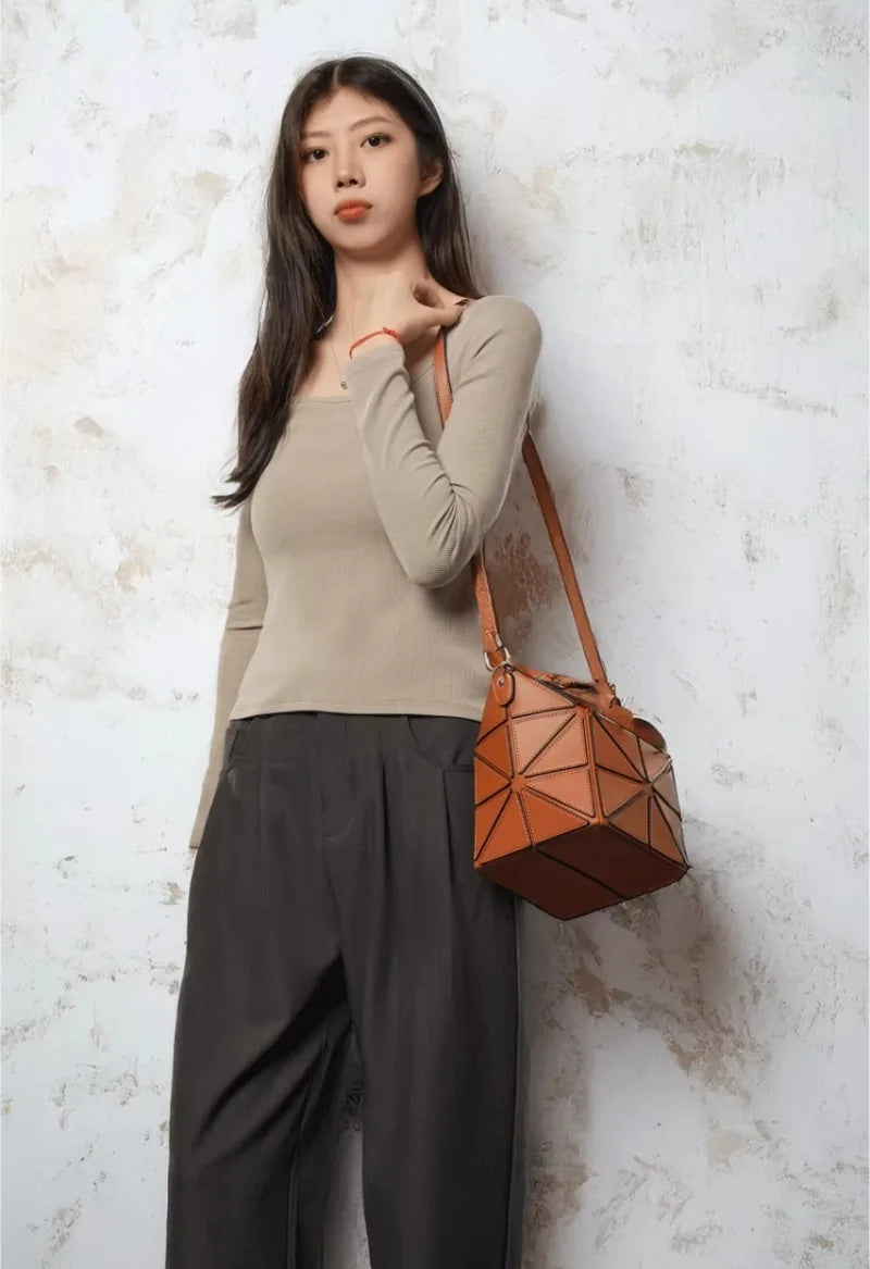 Luxury Designer Bucket Bags For Women 2025 New Geometric Patchwork Fashion Shoulder Bag High Quality Trend Exquisite Female Bags