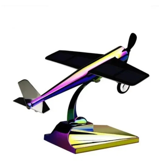 Eco Friendly Solar Aircraft Model Decoration Charming Plane Ornament for Car Enthusiasts and Home Accents