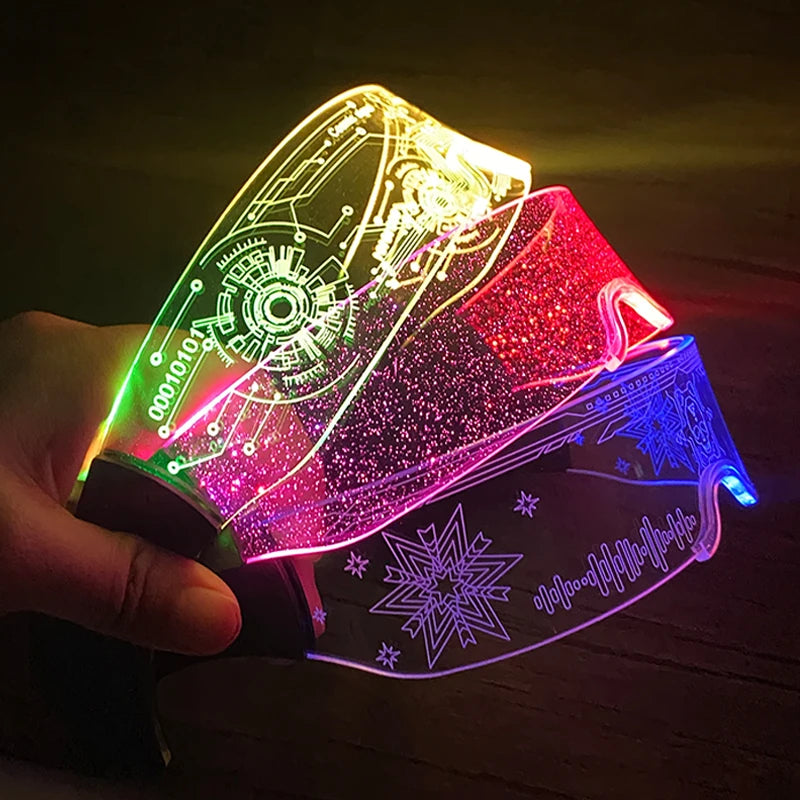 Acrylic LED Luminous Glasses Glow Party Glasses Neon Light Up Visor Eyeglasses DJ Bar Party Eyewear For Halloween Christmas