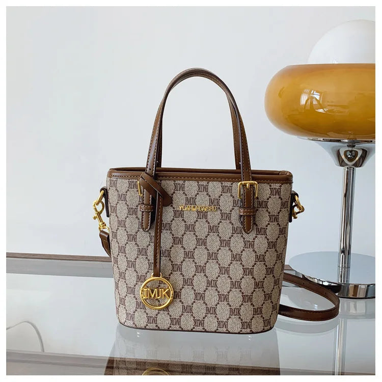 Luxury 2025 Vintage Print Bucket Bag - Premium Shoulder & Crossbody Purse with Detachable Strap, Fashion Designer Handbag