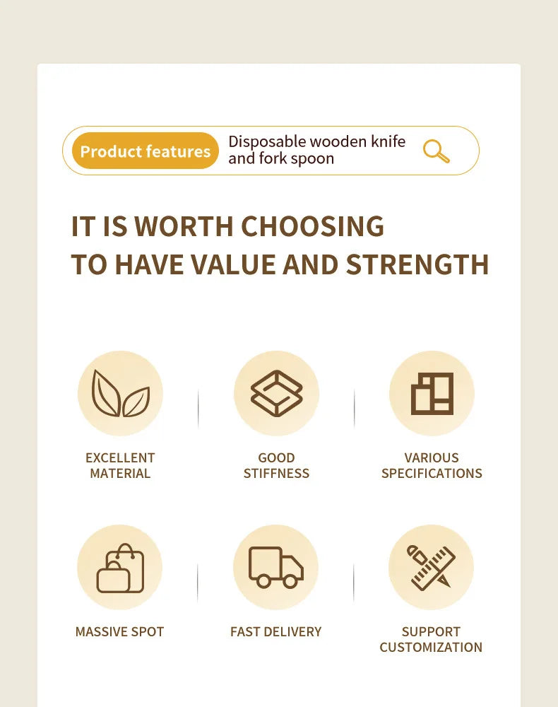 Disposable Wooden Cutlery Set Eco-Friendly  Fork Knife Spoon Wedding Birthday Party Outdoor Picnic Kitchen Recyclable Flatware