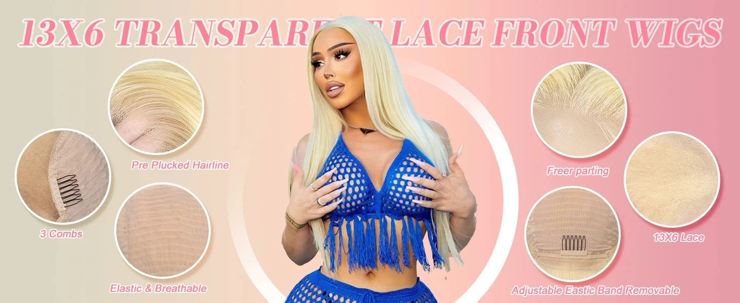 HD Transparent 613 Blonde Straight 13x5 13x6 Lace Front Human Hair Wigs For Women Colored Lace Frontal Wig PrePlucked Brazilian