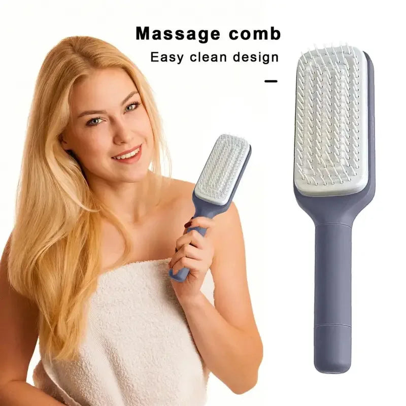 Rotating Comb Long Handle Anti-static Scalp Massage Hair Comb for Women Self Hair Brush with Retractable Comb Hairdressing Tool
