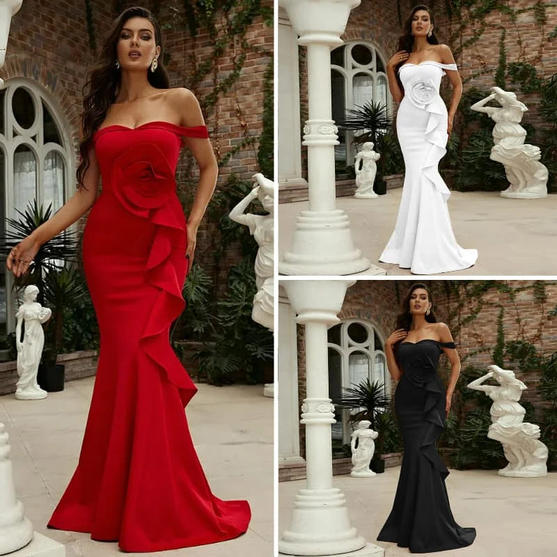 Elegant Evening Dresses Appliques Off The Shoulder Mermaid Ruffle Wear Dress High Quality Prom Party Gowns for Women Customized