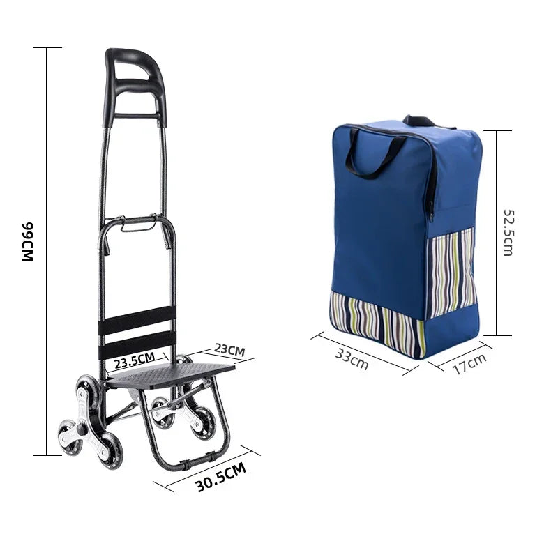 Light Grocery Shopping Trolley Climbing Stairs Folding Trailer Household Outdoor Travel Hand Pull Shopping Cart