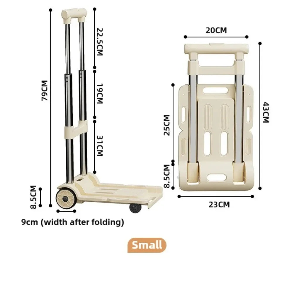 Luggage Pull Rod Pickup Small Cart Folding Household Portable Cargo Handling Trailer Shopping Grocery Cart