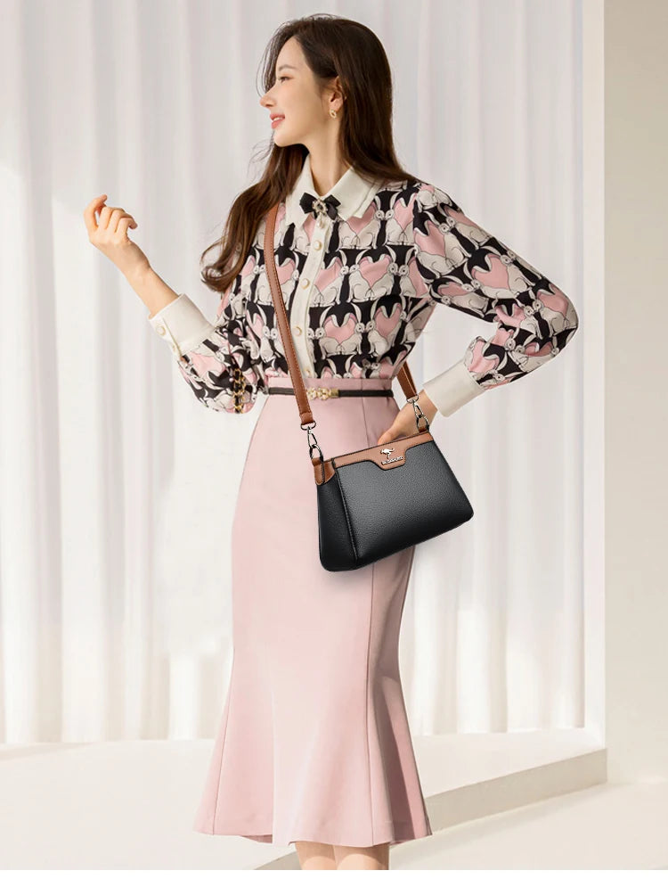 Luxury Designer Women's One Shoulder Crossbody Bag 2023 New 2 Straps Women's Handbag Wallet High Quality Leather Shoulder Bag