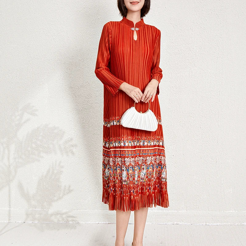 Ladies Dresses 2025 Elegant Casual Dresses Miyake Pleated Dresses