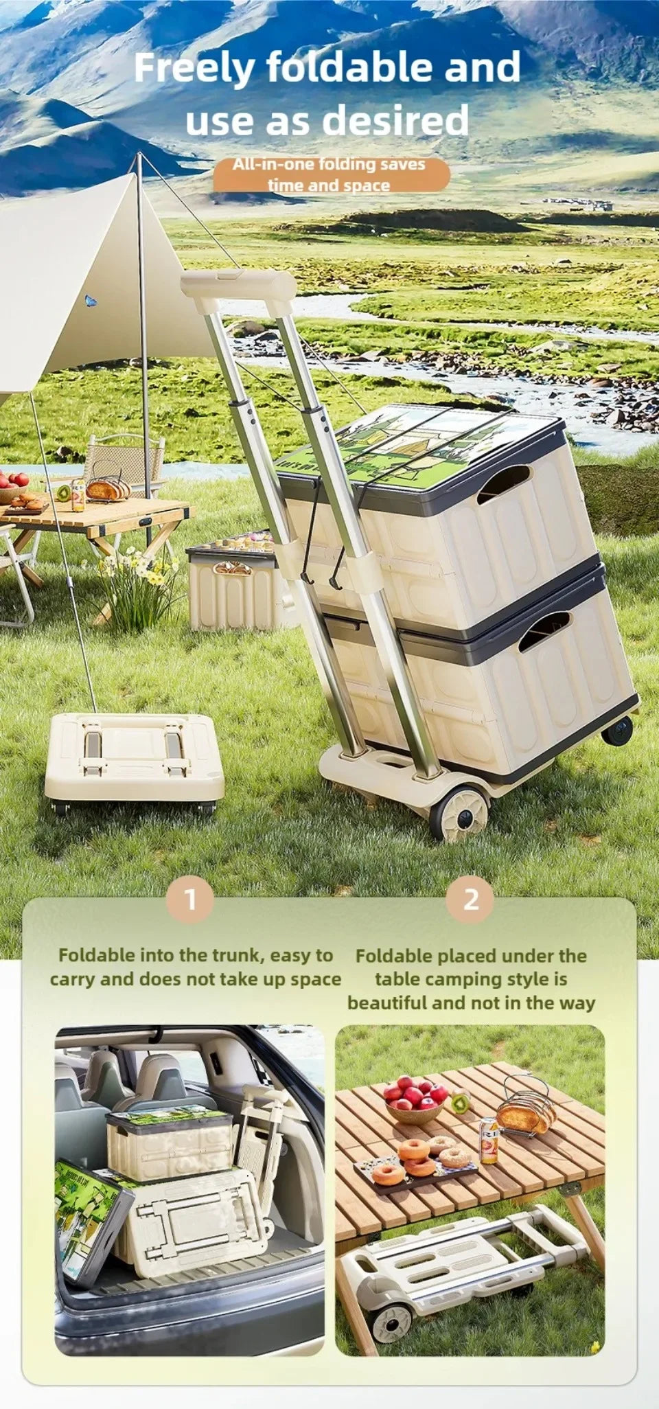 Luggage Pull Rod Pickup Small Cart Folding Household Portable Cargo Handling Trailer Shopping Grocery Cart