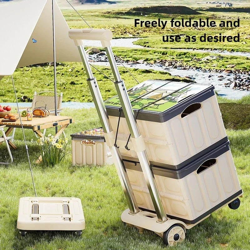 Luggage Pull Rod Pickup Small Cart Folding Household Portable Cargo Handling Trailer Shopping Grocery Cart