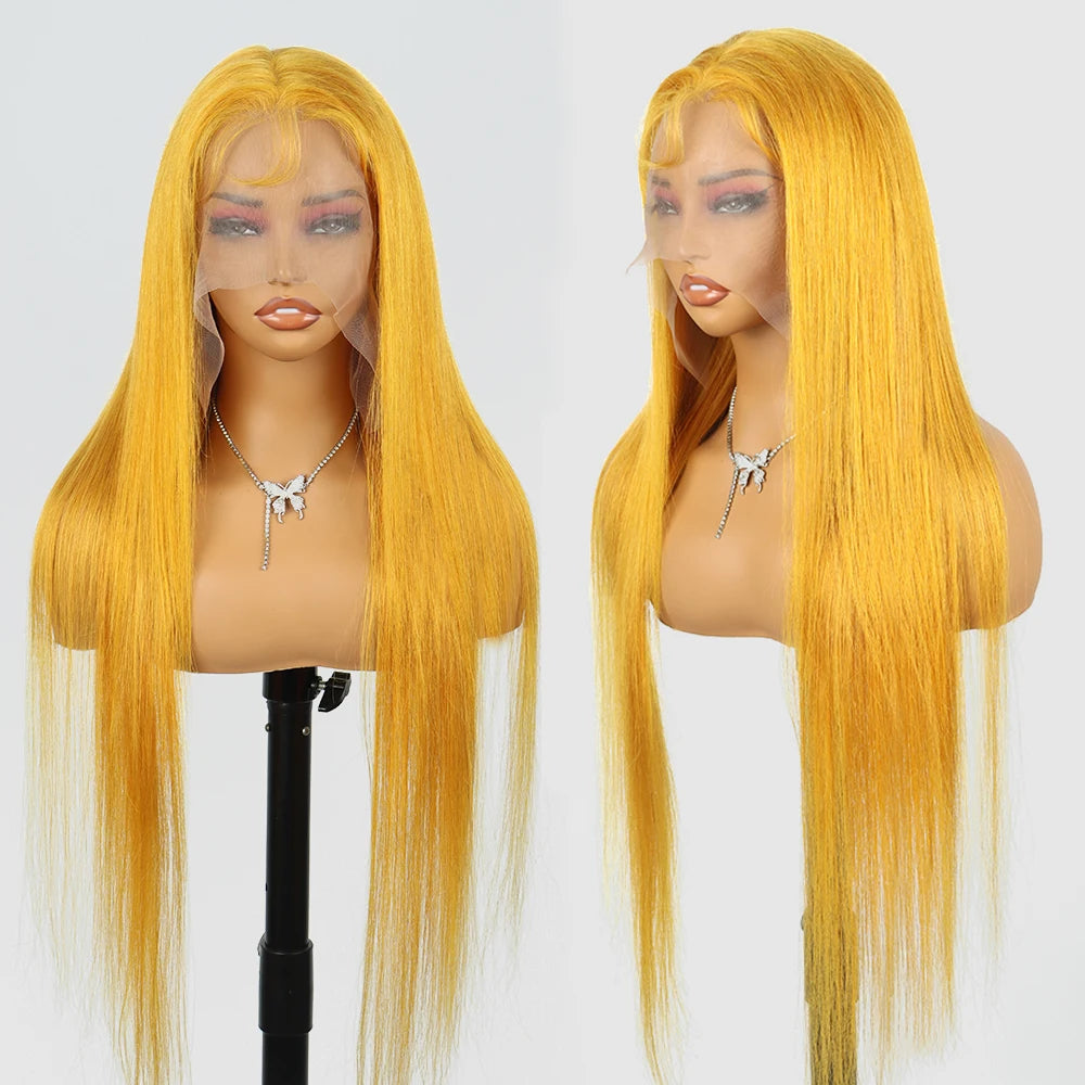 Yellow 13x4 Transparent Lace Frontal Wig 613 Colored Straight Hd Lace Front Wigs 13x6 100% Human Hair Brazilian Hair Pre Plcuked