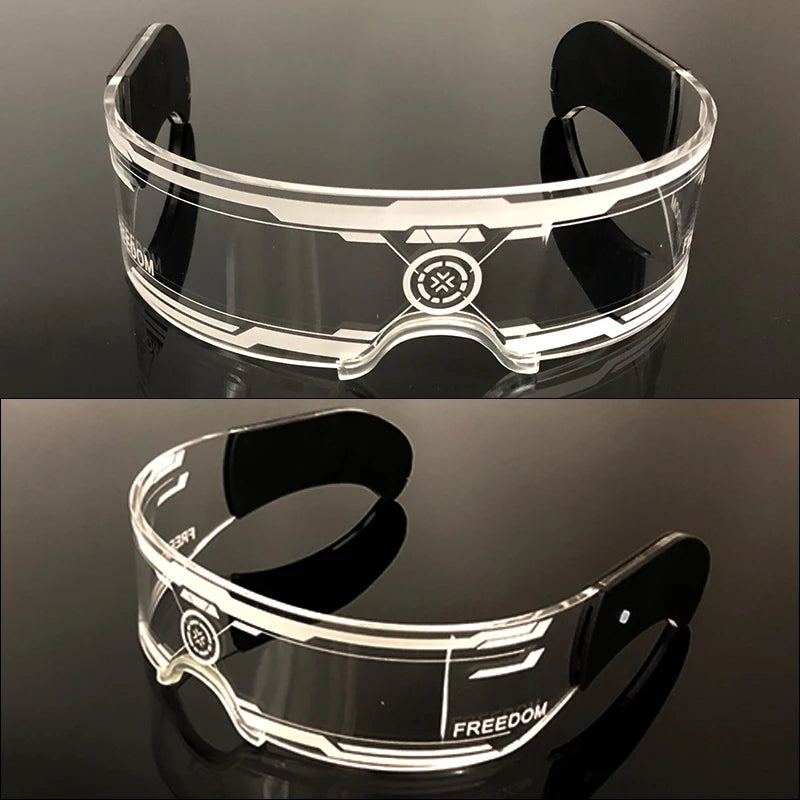 Acrylic LED Luminous Glasses Glow Party Glasses Neon Light Up Visor Eyeglasses DJ Bar Party Eyewear For Halloween Christmas