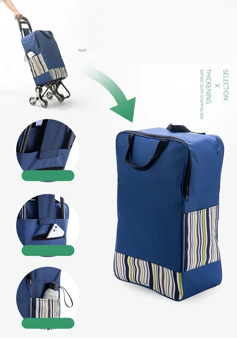 Light Grocery Shopping Trolley Climbing Stairs Folding Trailer Household Outdoor Travel Hand Pull Shopping Cart