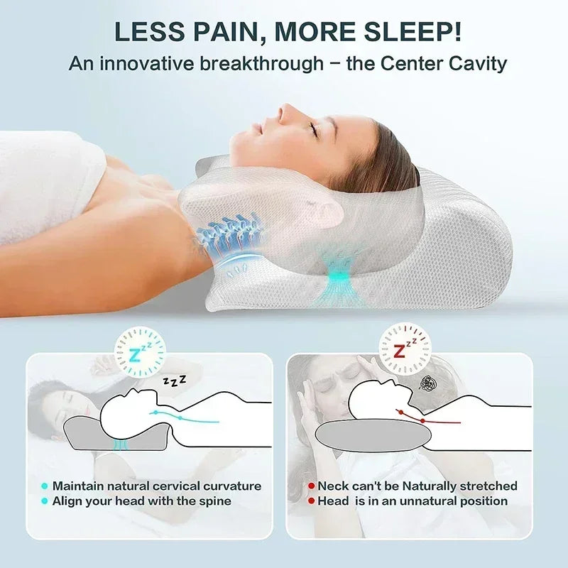 1pc Memory Foam Cervical Pillow Fast Rebound Memory Sleeping Pillows 2in1 Ergonomic Orthopedic Pillow for Neck Pain Neck Pillow
