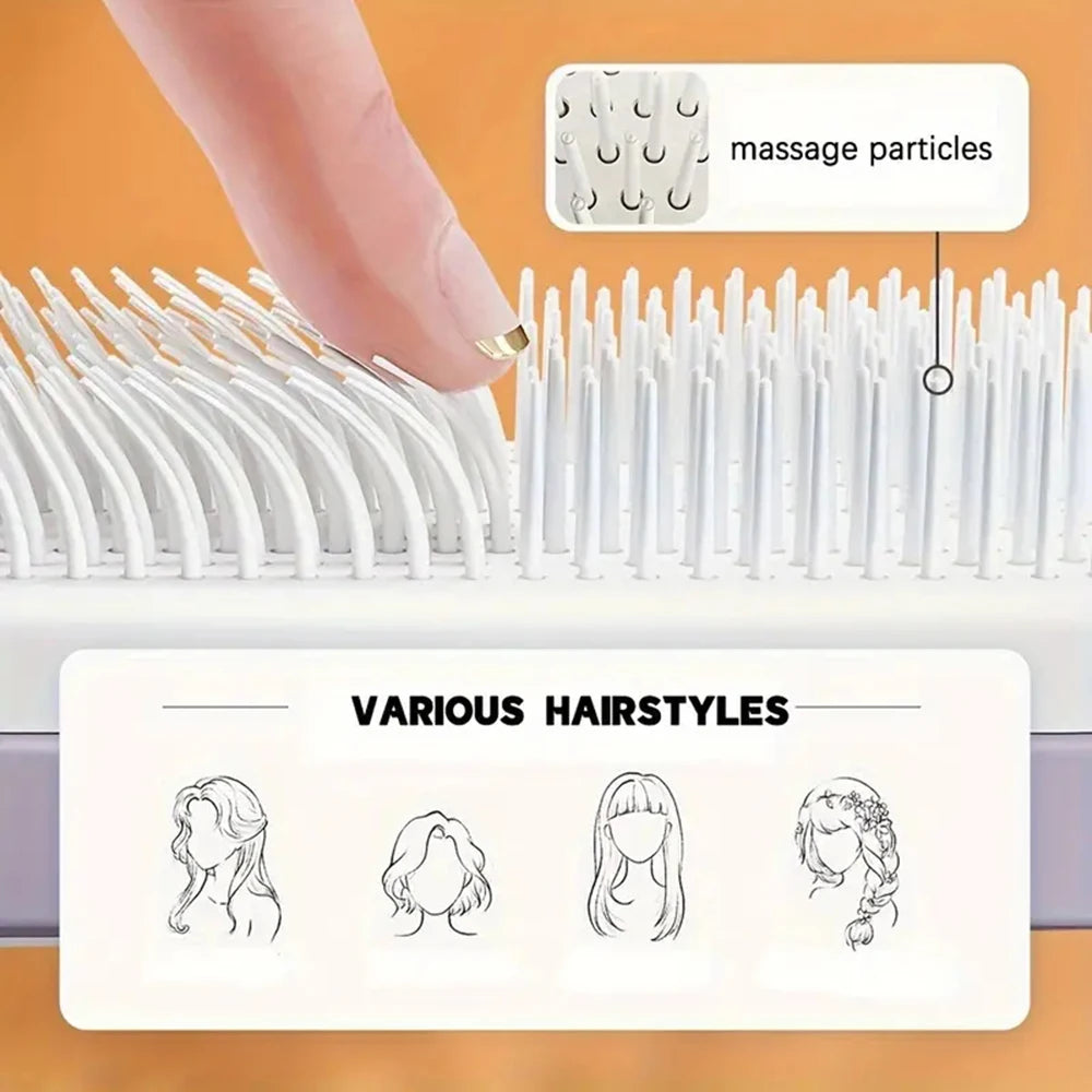 Self-Cleaning Scalp Massage Comb Air-bag Hair Comb Portable Anti-Detangling Hair Brush For Hair Styling One-key Cleaning Tools